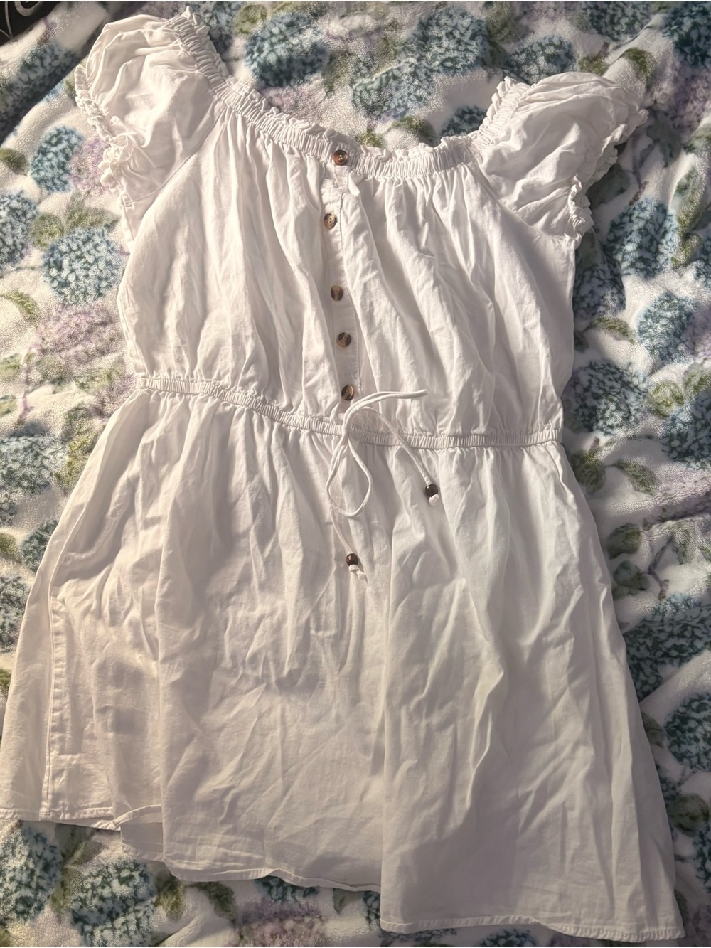 Speed Control White Button-Front Off-Shoulder Mini Dress | 3X